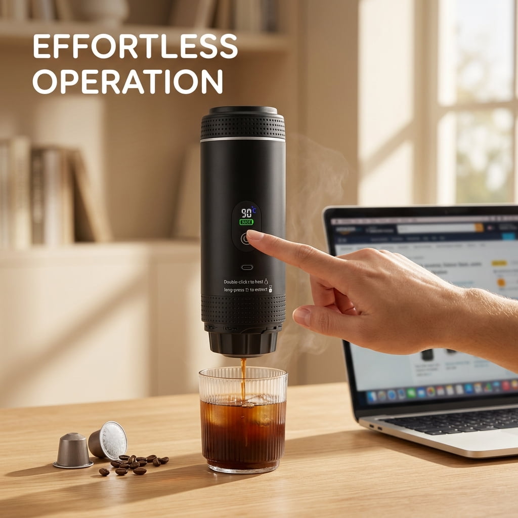 Doulami Rechargeable Cordless Portable Coffee Maker for Travel & Camping, Espresso Machine for Ground Coffee & NS Capsules, Battery Operated for RV, Hiking, Office