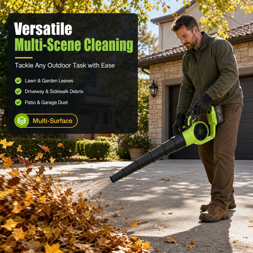 Doulami Leaf Blower Cordless Blower 2×4.0Ah Batteries 450CFM Variable Speed for Lawn/Yard