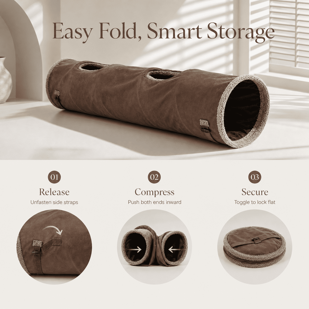 Doulami Cat Tunnel, 51.2" Collapsible Foldable Tunnel with Peek Holes, Interactive Toy for Large Cats Kittens Play Rest Hideaway