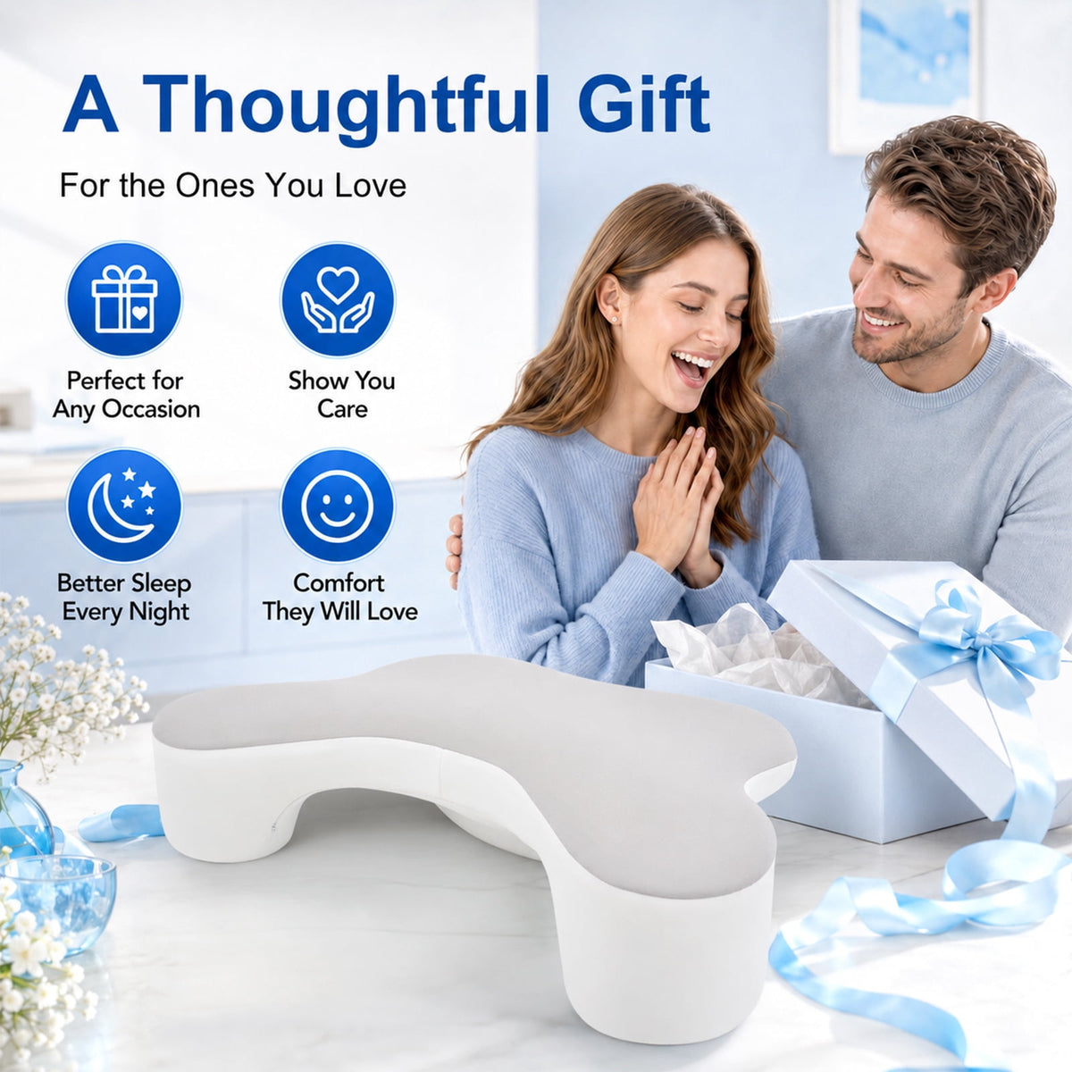 Doulami Side Sleeper Pillow with Arm Hole, Ergonomic Memory Foam Pillow for Neck and Shoulder Pain Relief, Cooling Contour Pillow for Side Back Sleepers, Removable Washable Cover