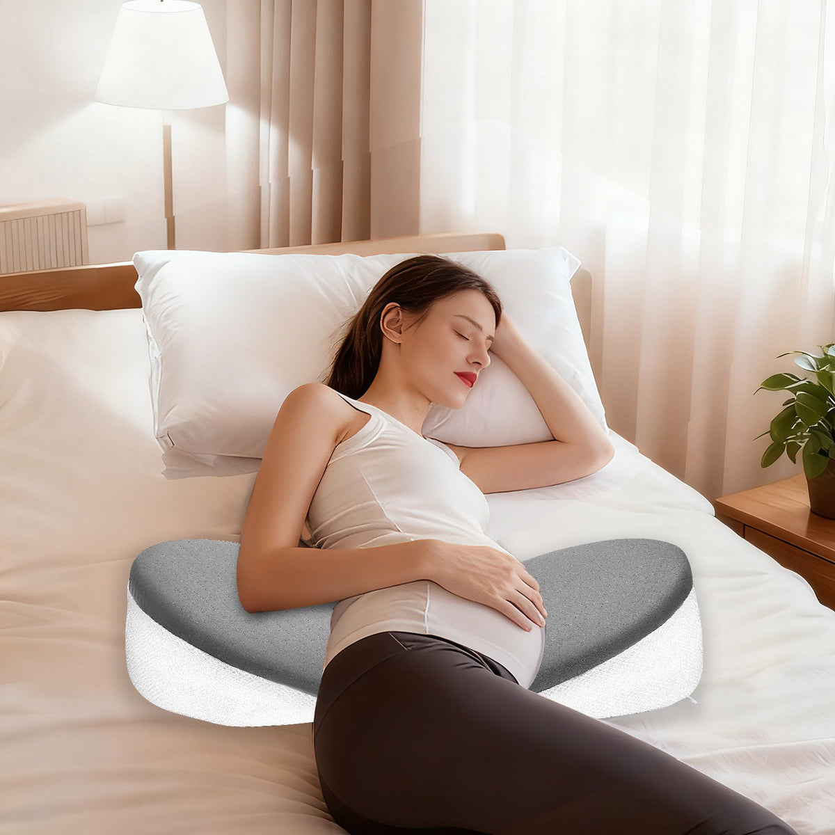 Doulami Pregnancy Pillows for Sleeping, Upgraded Memory Foam Maternity Pillow, Pregnancy Body Pillow for Pregnant Women with Cooling Removable, Washable Cover, Support for Belly