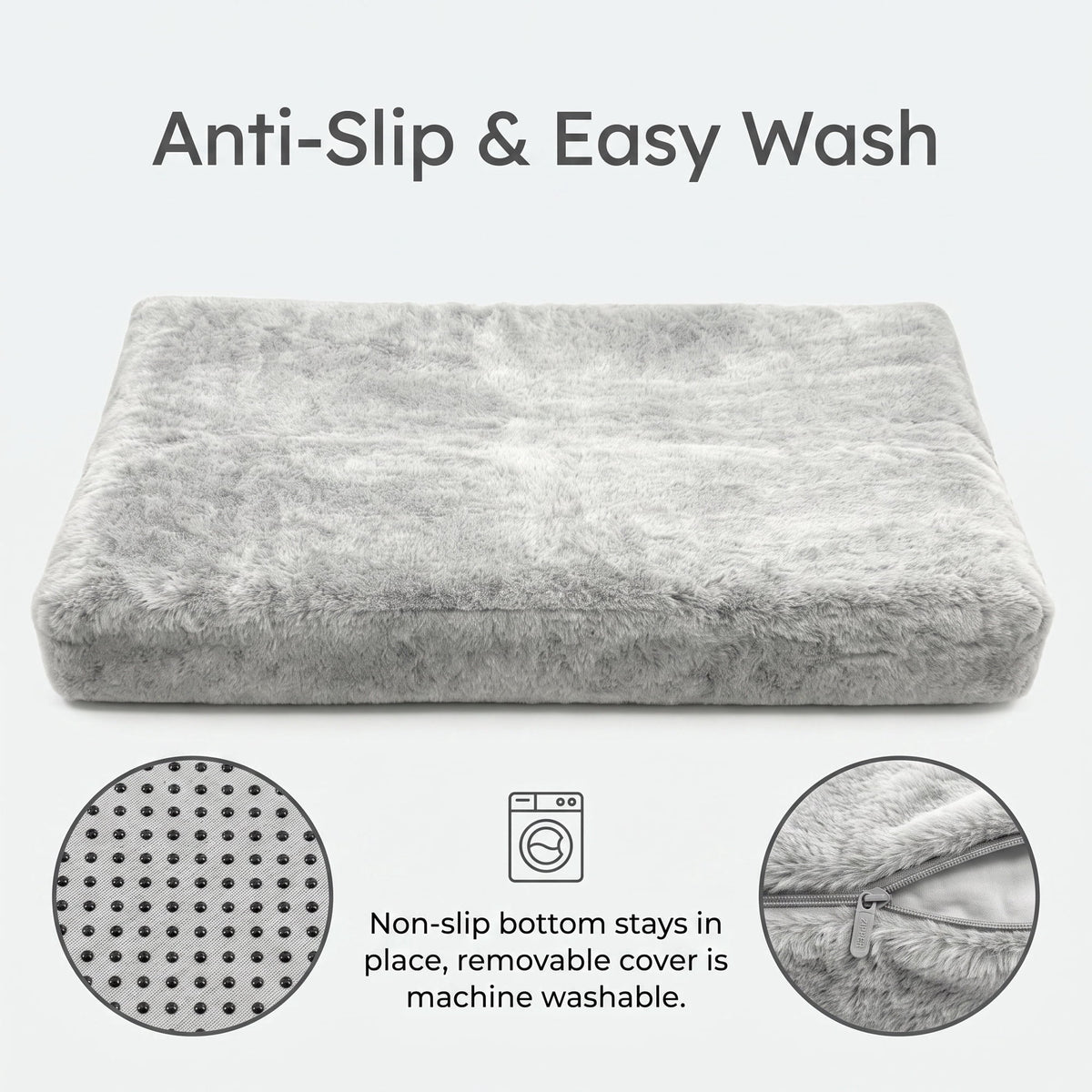 Doulami Dog Bed for large dogs 105x70x6cm, Corduroy Pet Mattress with Removable Washable Cover, Non Slip Bottom Crate Dog Pad, Joint Relief Dog Mat, Light Gray