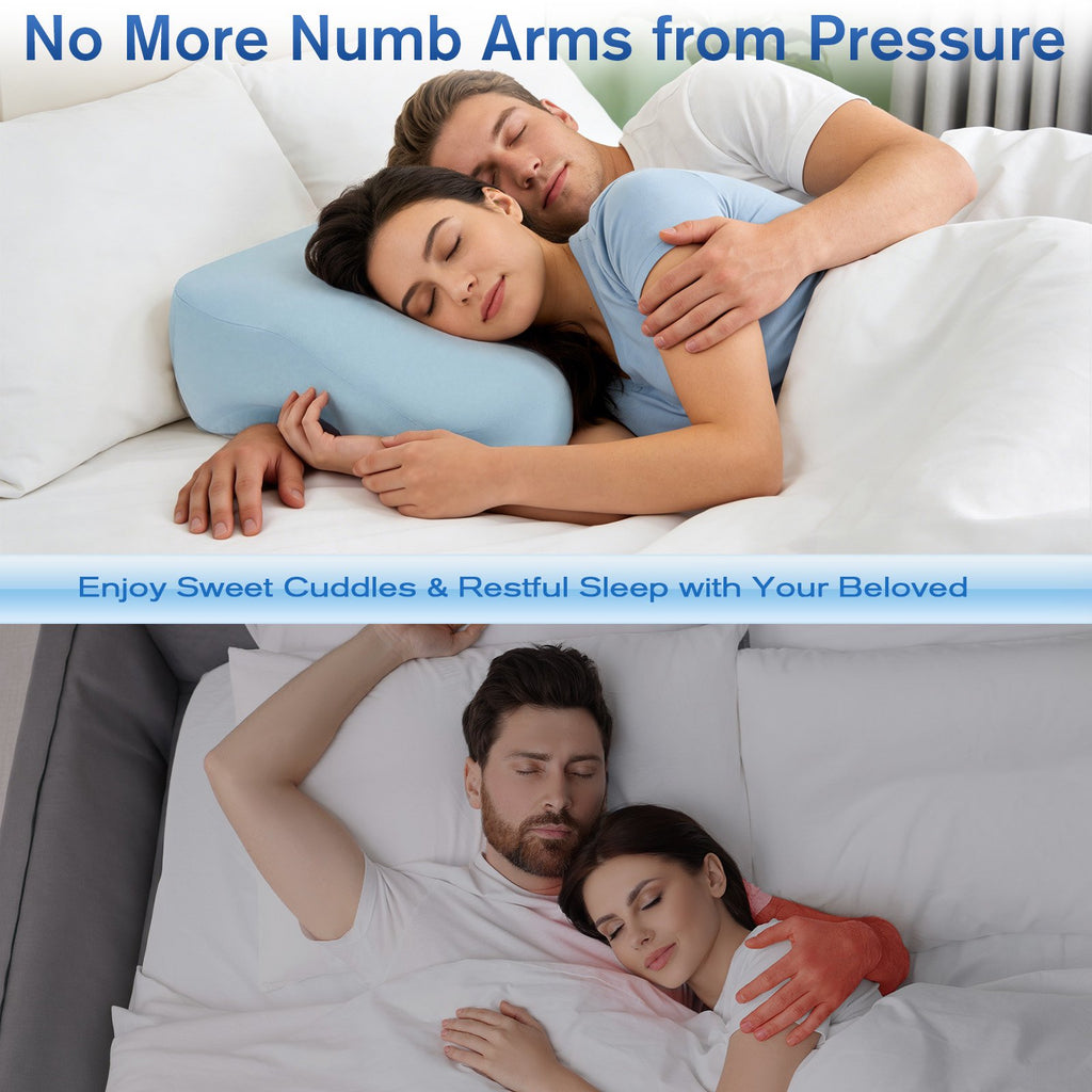 Side Sleeper Pillow with Blue, 2 in 1 Memory Foam Pillow for Adults, Relieves Rotator Cuff & Shoulder Pain, Comfort for Side, Back and Stomach Sleepers