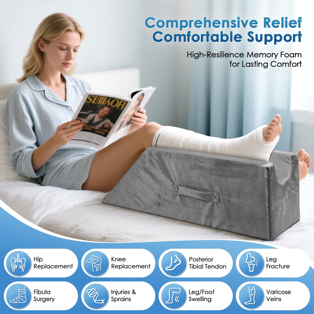 Doulami Leg Elevation Pillow for After Surgery, Support Pillow for Swelling Blood Circulation, Memory Foam Foot Rest Ankle Knee Support for Sleeping