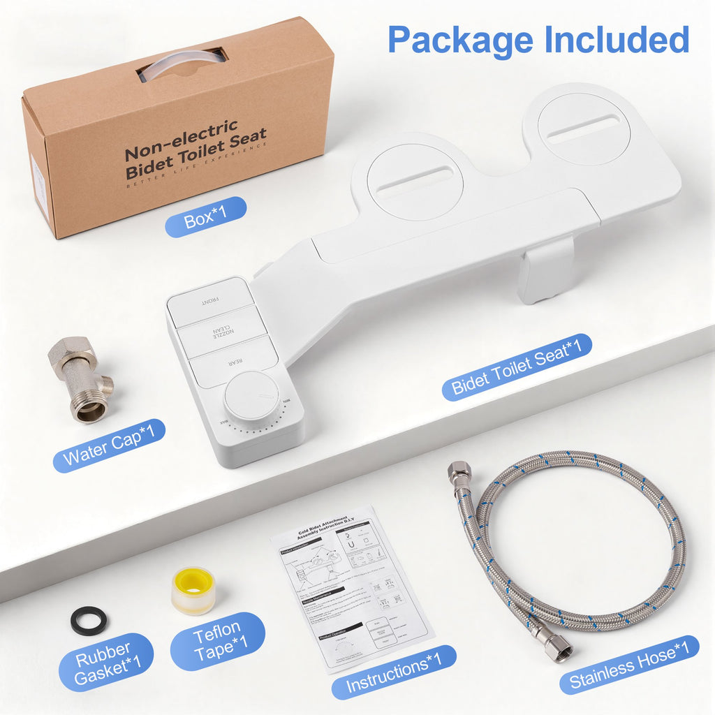 Doulami Bidet Attachment for Toilet, Self-Cleaning Cold Water Bidet, Non-Electric Toilet Seat Attachment,Dual Nozzle Adjustable Water Pressure