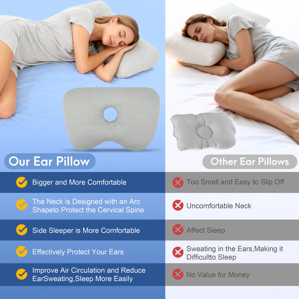 Doulami Side Sleeper Pillow with Center Hole, 3.5" Opening Cotton Polyester Washable Adjustable Pillow for Side Sleepers, Gray
