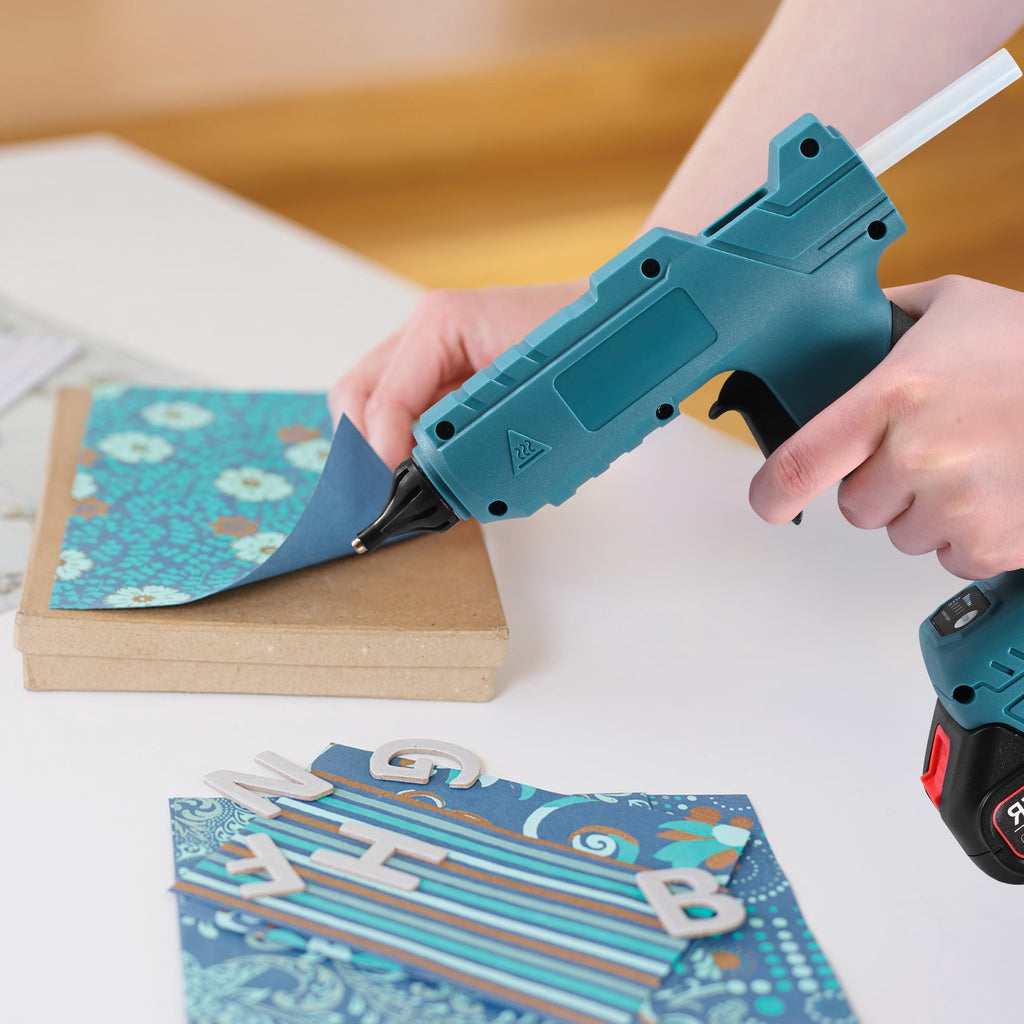 Doulami 100W Cordless Hot Glue Gun with 2.5A Battery and 40 Pcs Glue Sticks Perfect for Crafts