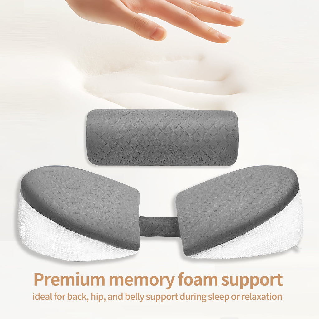 Doulami Pregnancy Pillows for Sleeping, Upgraded Memory Foam Maternity Pillow, Pregnancy Body Pillow for Pregnant Women with Cooling Removable, Washable Cover, Support for Belly