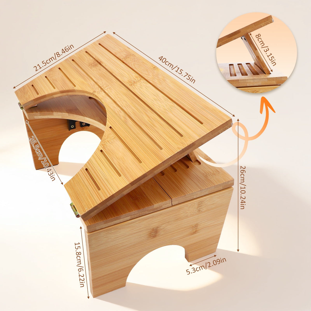 Doulami Bamboo Toilet Stool Foldable, 7" & 9" Adjustable Height Bathroom Toilet Step Stool