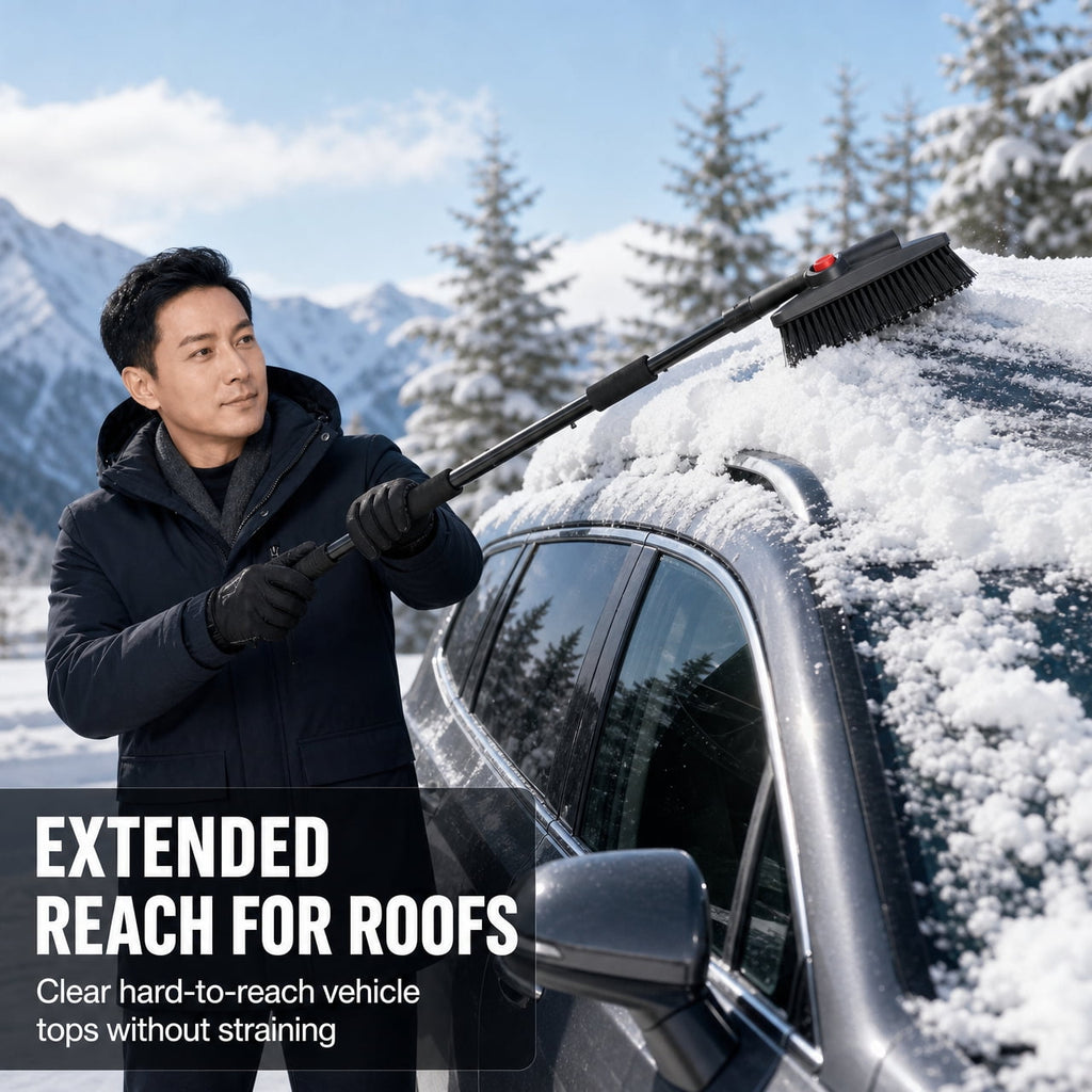 Doulami snow shovel and Ice Scraper 3-in-1 Car Snow Removal Kit, Adjustable Extension Handle with Brush, Square Snow Shovel and Ice Scraper, 95 x 24 x 14 cm