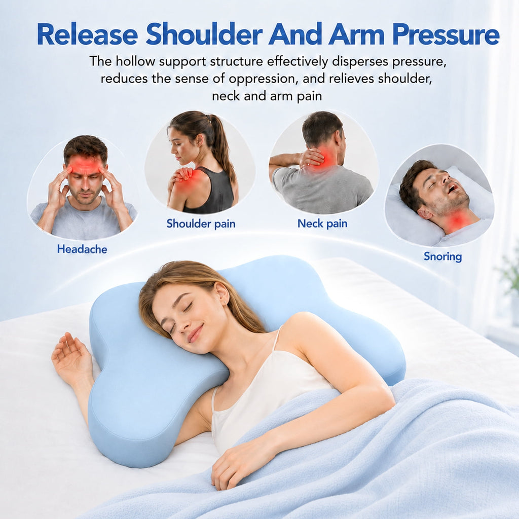 Doulami Side Sleeper Pillow with Arm Hole, Ergonomic Memory Foam Pillow for Neck and Shoulder Pain Relief, Cooling Contour Pillow for Side Back Sleepers, Removable Washable Cover