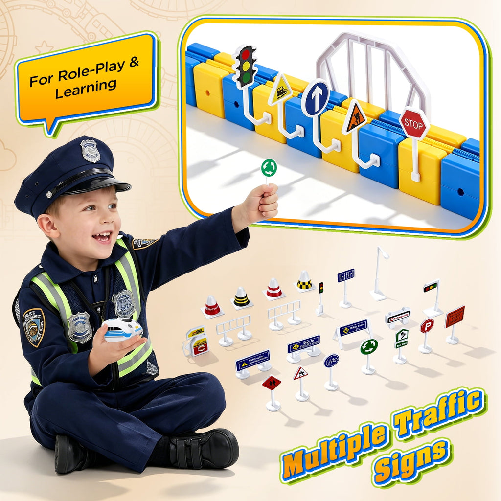 Doulami Electric Train Set, Magnetic Motorized Rail Track Building Toy ,Car Track for Toddlers,Gravity-Defying 3D Embedded Layouts & Motorized Car,STEM Learning Toy Gift for Toddlers Birthday for Kid