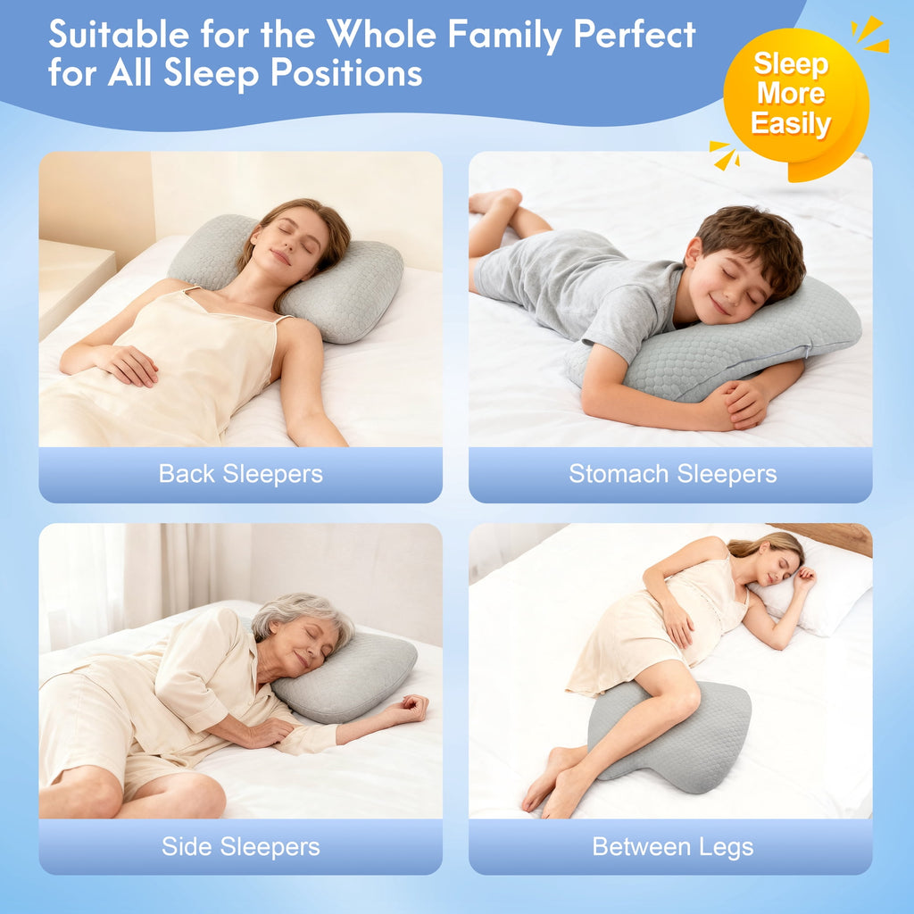 Doulami Side Sleeper Pillow with Center Hole, 3.5" Opening Cotton Polyester Washable Adjustable Pillow for Side Sleepers, Gray