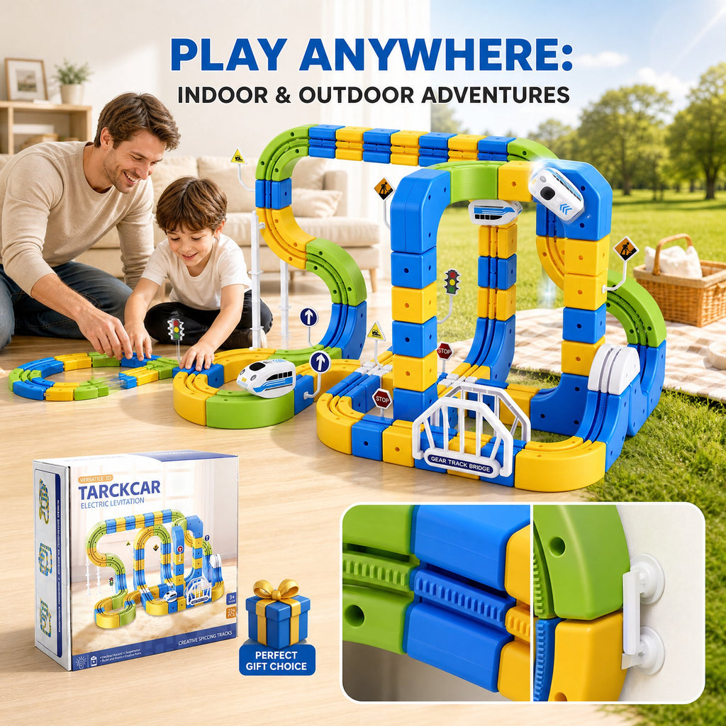 Doulami Electric Train Set, Magnetic Motorized Rail Track Building Toy ,Car Track for Toddlers,Gravity-Defying 3D Embedded Layouts & Motorized Car,STEM Learning Toy Gift for Toddlers Birthday for Kid