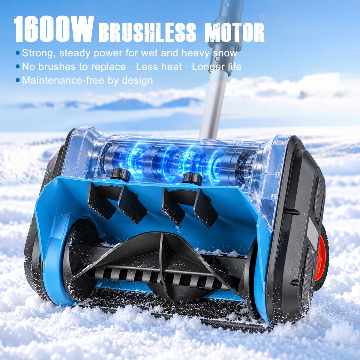 Doulami Electric Snow Shovel, 1600W Brushless Cordless Snow Blower with 2×4500mAh Batteries, 13" Width 26.2ft Throw, Power Display & Anti-Slip Wheels for Driveway Walkway