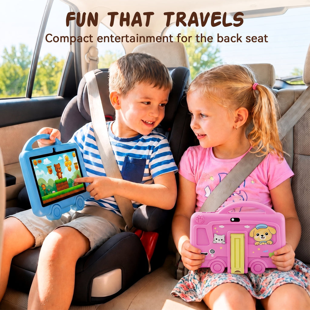 TABWEE Kids Tablet 7 inch, 6GB RAM + 32GB ROM, HD IPS Display, WiFi Bluetooth, Dual Cameras, Parental Control, Educational Android Tablet, Ideal Gift for Boys Girls, Shock‑Proof Silicone Case, Pink