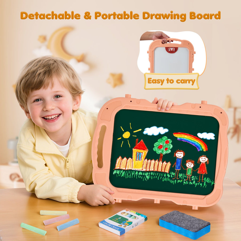 Doulami Art Easel for Kids, Adjustable Double-Sided Drawing Board with Painting Accessories, 360° Rotatable, Ages 3 and Up, Blue