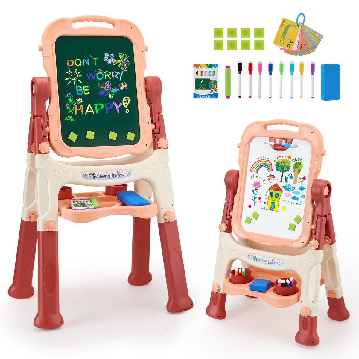 Doulami Art Easel for Kids, Adjustable Double-Sided Drawing Board with Painting Accessories, 360° Rotatable, Ages 3 and Up, Blue