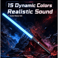 Doulami LED Light Sword, 15-Color Rechargeable with Sound & Clash Effects, Metal Hilt USB Charging, 30.7" Cosplay Collectible