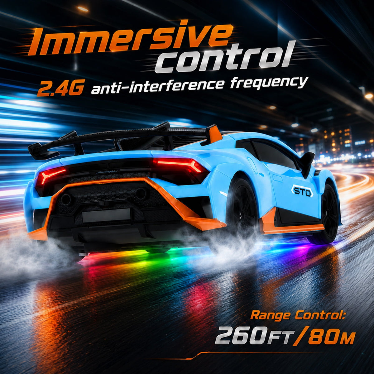 Lamborghini RC Car 1:24, Officially Licensed Remote Control Car 2.4GHz Drift RC Cars with LED Lights 2 Batteries for Kids Boys Age 3+