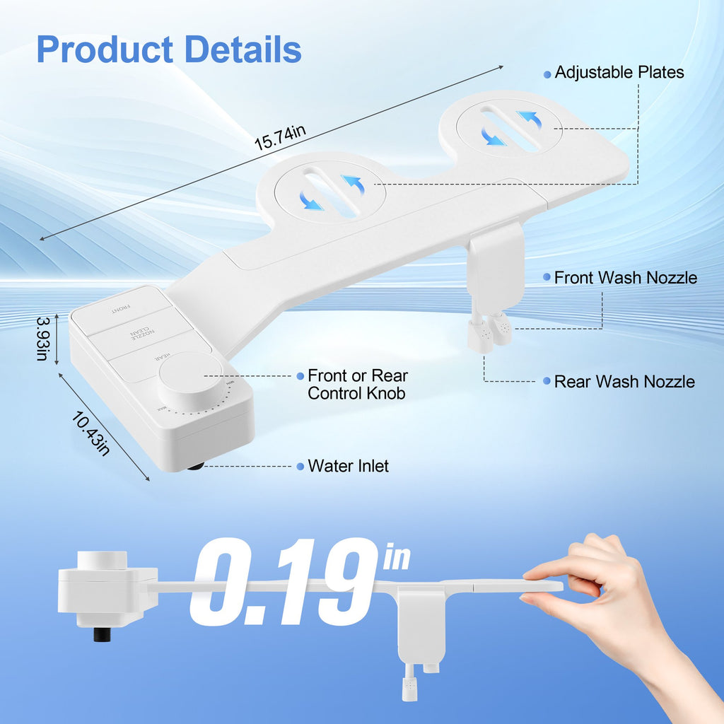 Doulami Bidet Attachment for Toilet, Self-Cleaning Cold Water Bidet, Non-Electric Toilet Seat Attachment,Dual Nozzle Adjustable Water Pressure