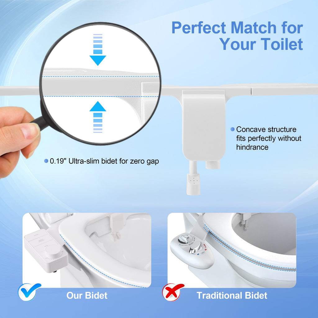 Doulami Bidet Attachment for Toilet, Self-Cleaning Cold Water Bidet, Non-Electric Toilet Seat Attachment,Dual Nozzle Adjustable Water Pressure