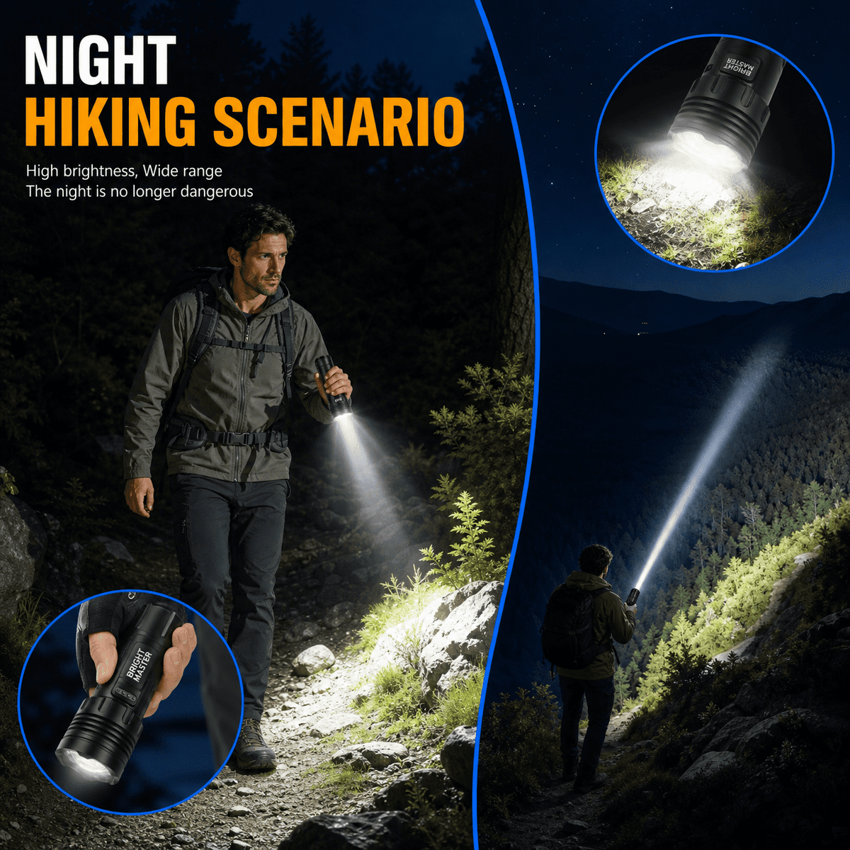 Doulami 2 Pack Flashlight 100000 Lumens, Rechargeable Flashlight, XHP70.2 LED, 3000mAh Battery, IP67 Waterproof, Zoomable Powerful Torch for Hiking Camping