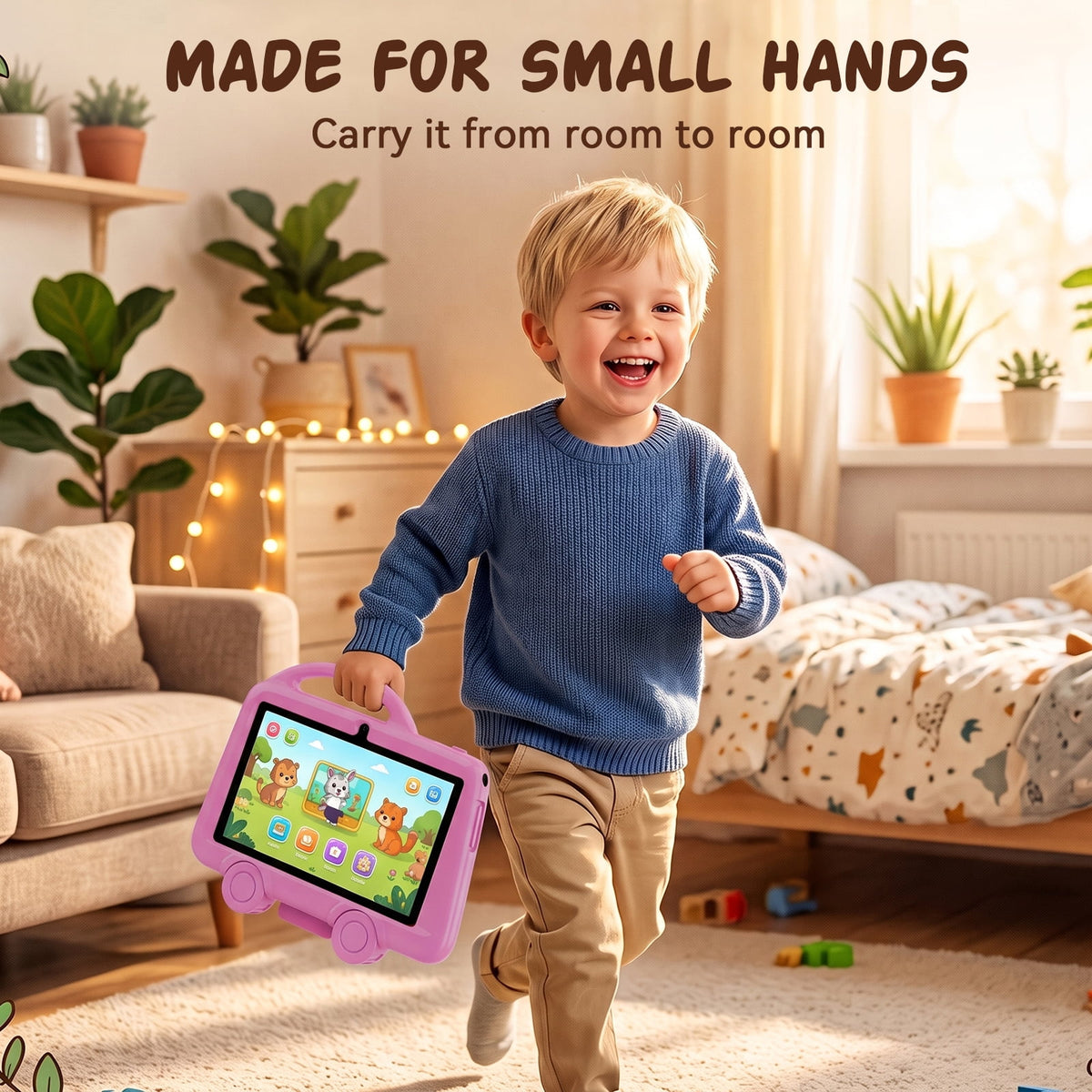 TABWEE Kids Tablet 7 inch, 6GB RAM + 32GB ROM, HD IPS Display, WiFi Bluetooth, Dual Cameras, Parental Control, Educational Android Tablet, Ideal Gift for Boys Girls, Shock‑Proof Silicone Case, Pink