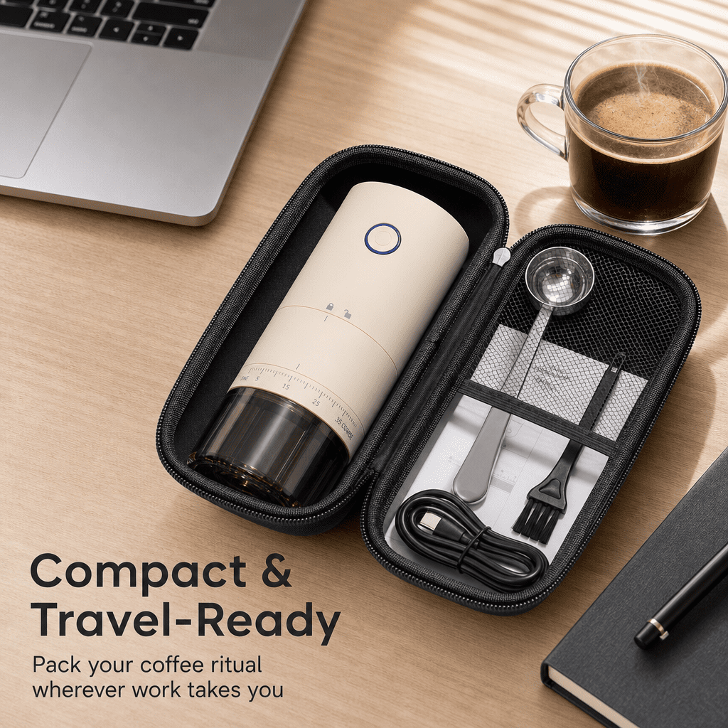 Doulami Coffee Grinder, 38 Adjustable Grind Levels, Portable Conical Burr, Usb Rechargeable Ceramic Core, for Espresso French Press Travel Camping