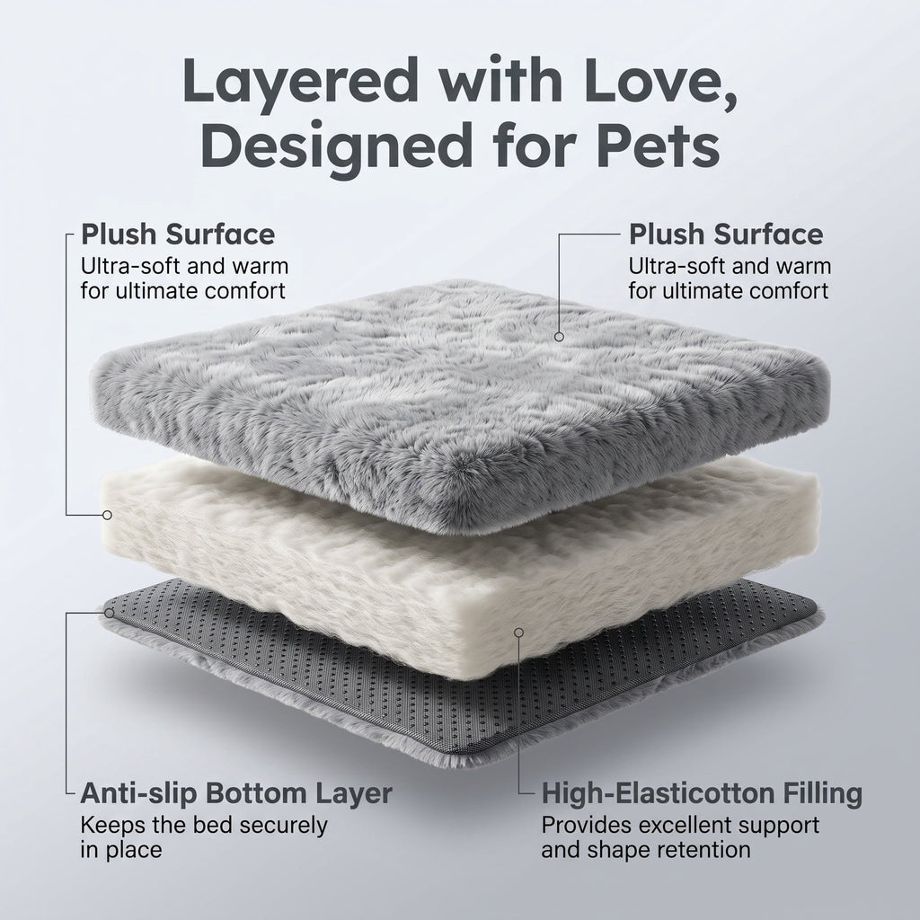 Doulami Dog Bed for large dogs 105x70x6cm, Corduroy Pet Mattress with Removable Washable Cover, Non Slip Bottom Crate Dog Pad, Joint Relief Dog Mat, Light Gray