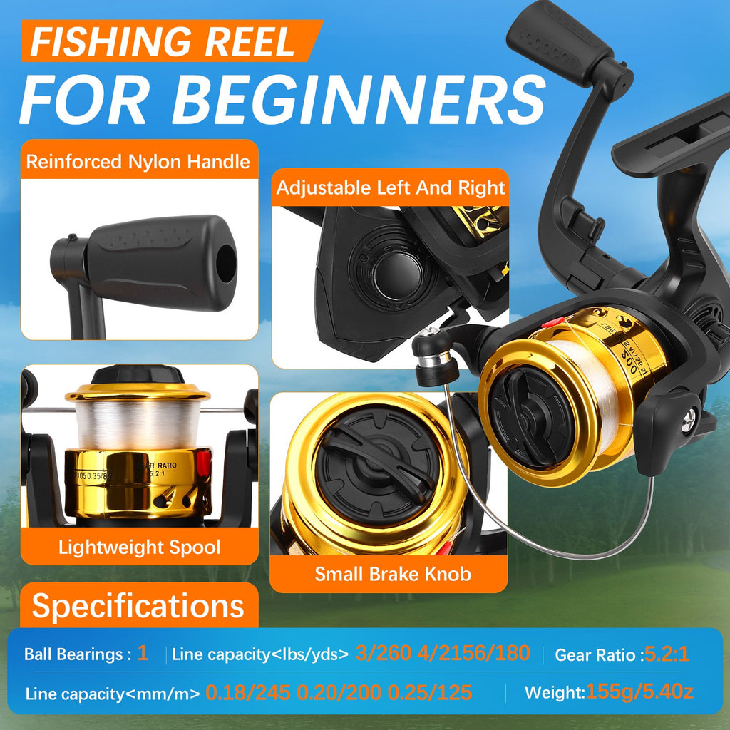 Doulami Fishing Poles, 102-Pcs Lure Kit, 2 Telescopic Fishing Poles (5.9ft & 6.9ft) with Spincast Reel, Hooks Lures Swivels Carry Bag for Beginners