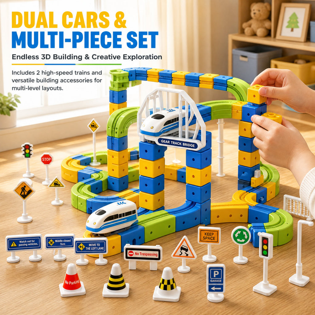 Doulami Electric Train Set, Magnetic Motorized Rail Track Building Toy ,Car Track for Toddlers,Gravity-Defying 3D Embedded Layouts & Motorized Car,STEM Learning Toy Gift for Toddlers Birthday for Kid