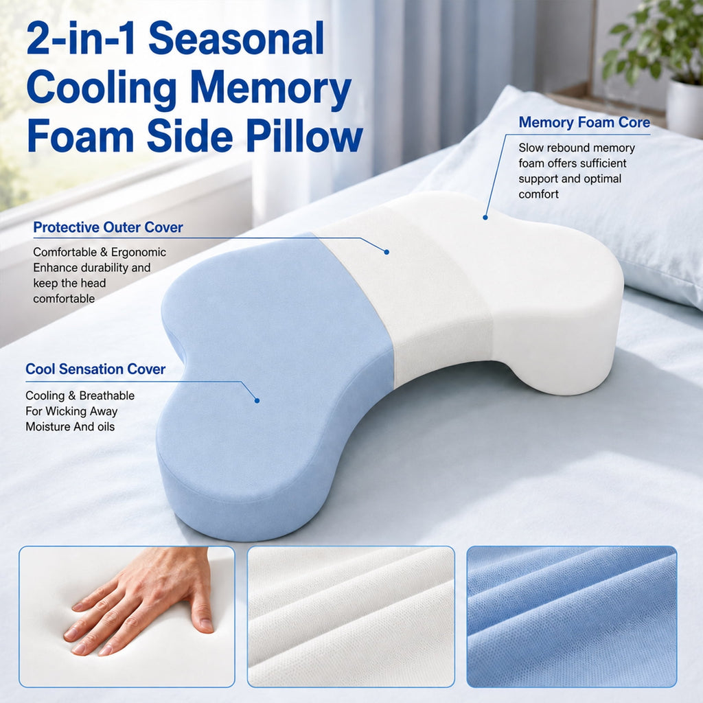 Doulami Side Sleeper Pillow with Arm Hole, Ergonomic Memory Foam Pillow for Neck and Shoulder Pain Relief, Cooling Contour Pillow for Side Back Sleepers, Removable Washable Cover