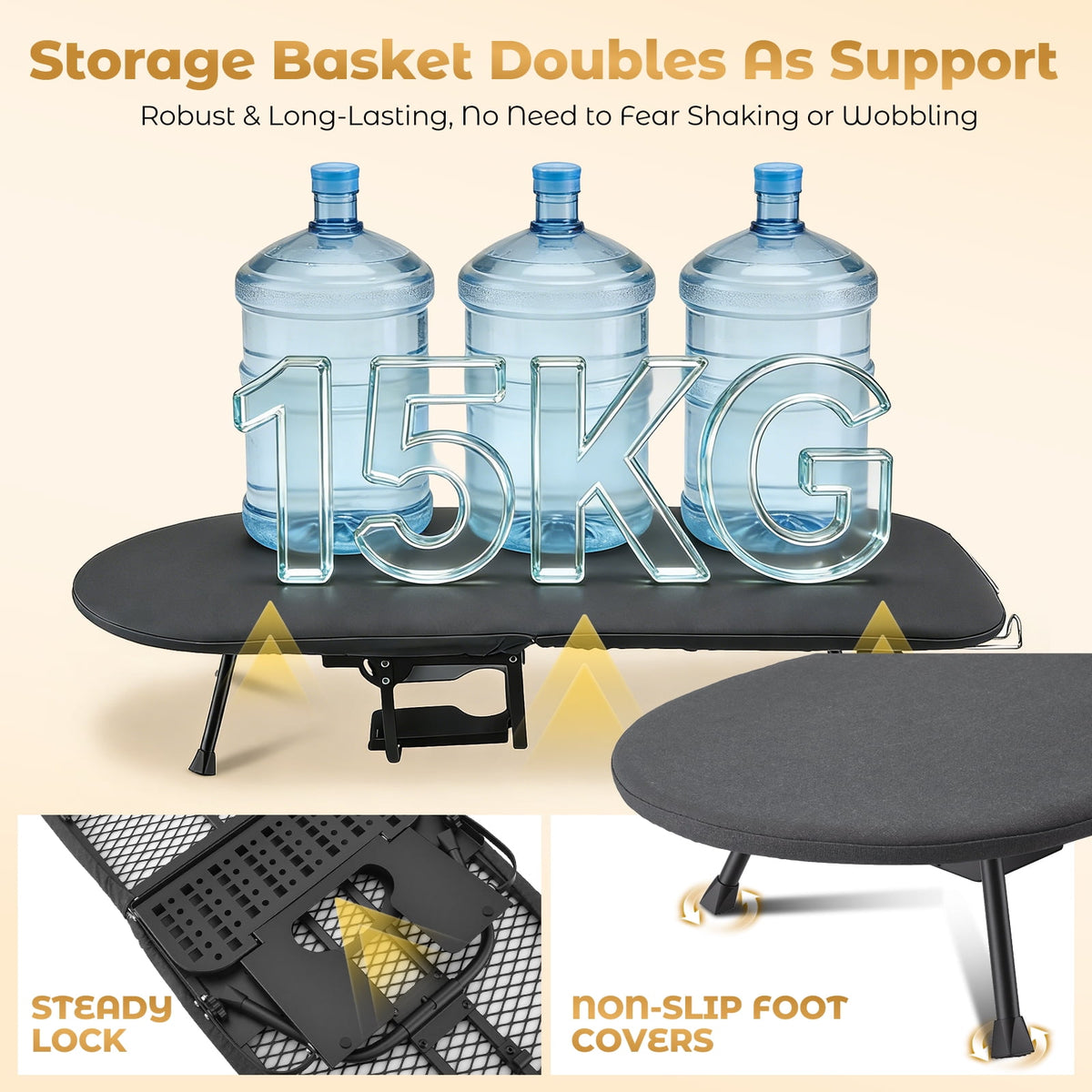 Doulami Small Tabletop Ironing Board with Retractable Iron Rest & Storage Basket, Foldable 4-Layer Heat Resistant Cover, Sturdy Support, Space-Saving for Laundry Room Apartment Dorm