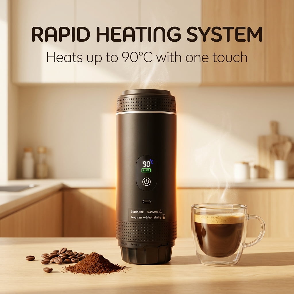 Doulami Rechargeable Cordless Portable Coffee Maker for Travel & Camping, Espresso Machine for Ground Coffee & NS Capsules, Battery Operated for RV, Hiking, Office
