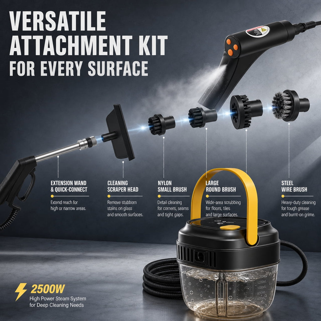 Doulami Steam Cleaner Handheld, 2500W Portable Steamer with 50.7oz Water Tank and 19 Accessories