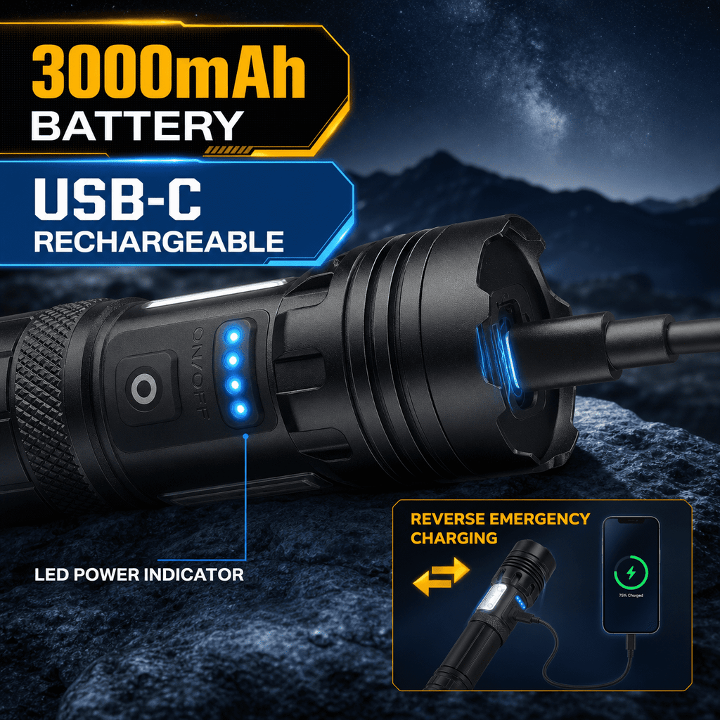 Doulami 2 Pack Flashlight 100000 Lumens, Rechargeable Flashlight, XHP70.2 LED, 3000mAh Battery, IP67 Waterproof, Zoomable Powerful Torch for Hiking Camping